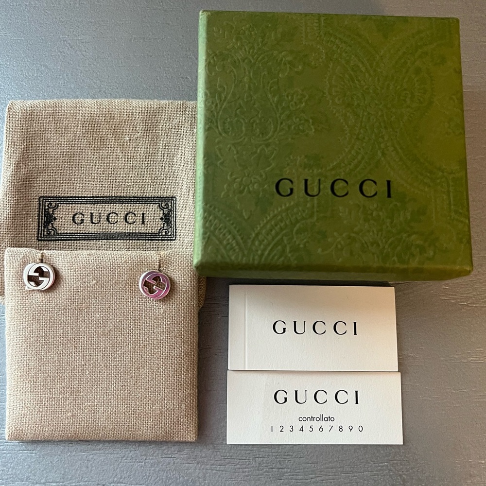 Gucci Pink Logo Stud Earrings